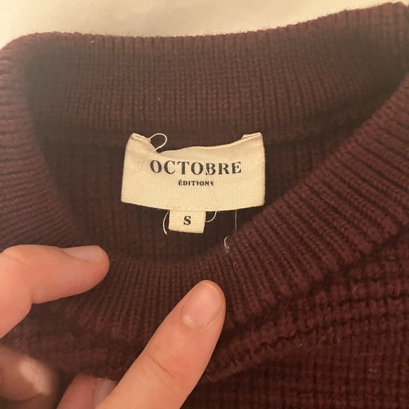Sezane Octobre Chuck Sweater Merino Wool Burgundy Size Small - Picture 4 of 4
